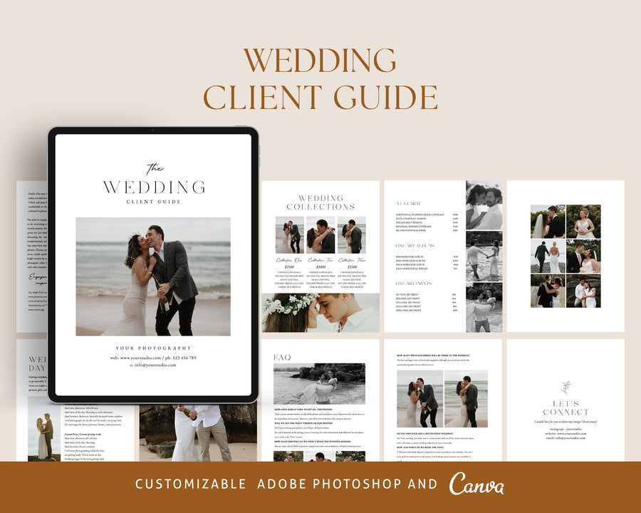 Photography Wedding Magazine Template, Photoshop Canva Template, Wedding Price Guide Brochure, Photographer Client Guide, Price List Template - MG075