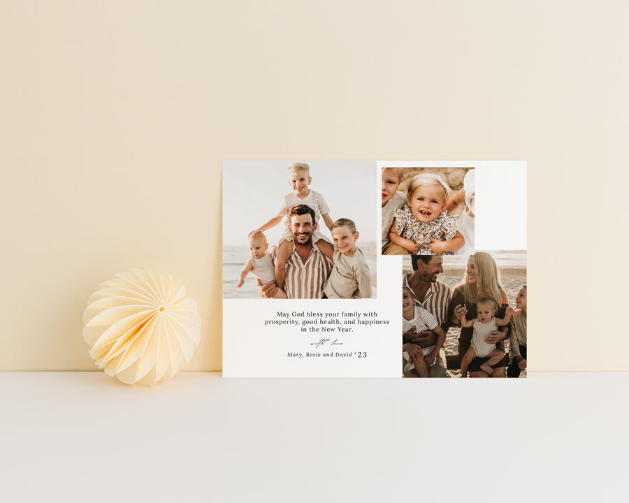 Collage Christmas Card Template, Merry Christmas Photo Card, Holiday card template, 5x7 Photoshop and Canva template for Family Photography - CD491