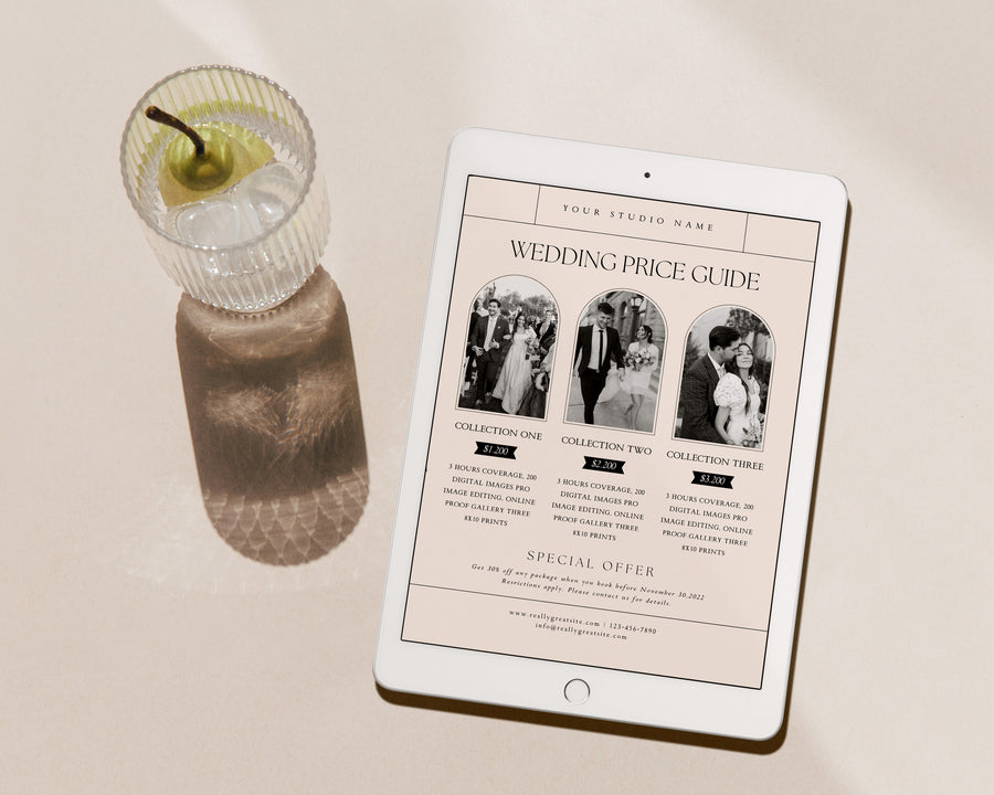Wedding Photography Pricing Guide Template - PG112