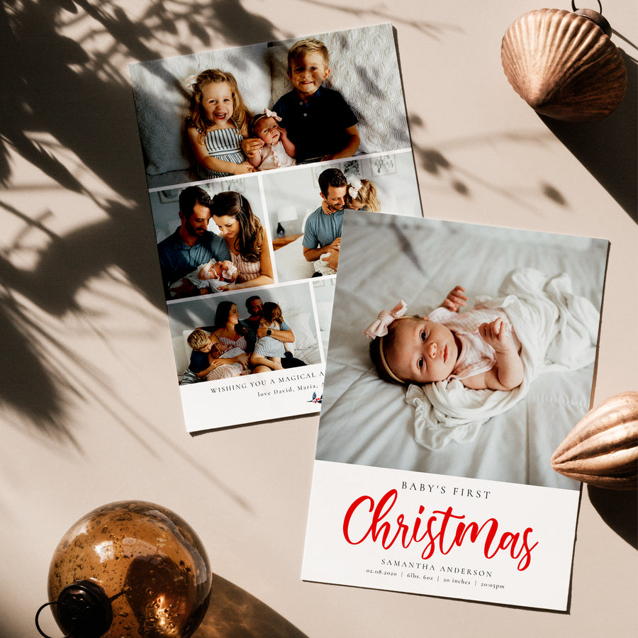 Baby First Christmas Card, Christmas Print Card, Holiday Card Template,Christmas Family Card, Christmas Photo Card - CD290