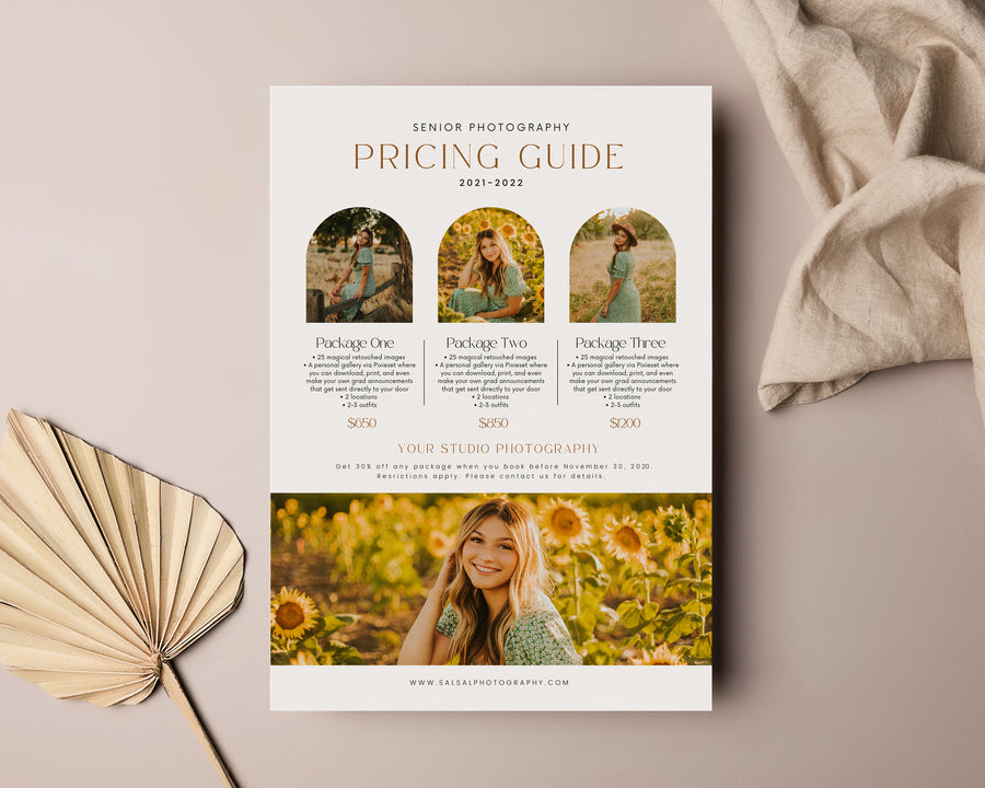 Senior Photography Pricing Guide Template - PG071