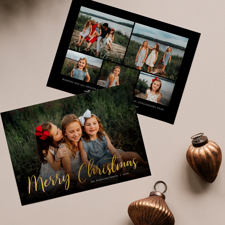 Christmas Card Photoshop Template, Christmas Print Card, Holiday Card Template, Christmas Family Card, Christmas Photo Card - CD295