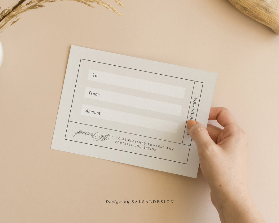 Studio Gift Certificate Card Template - GC079