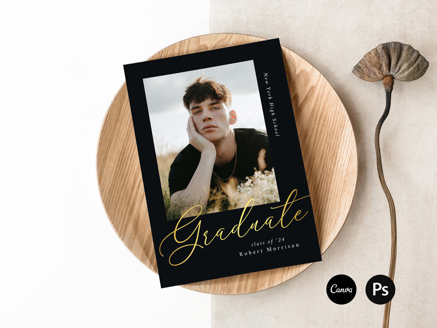 Graduation Announcement and Invitation Card Template - G439