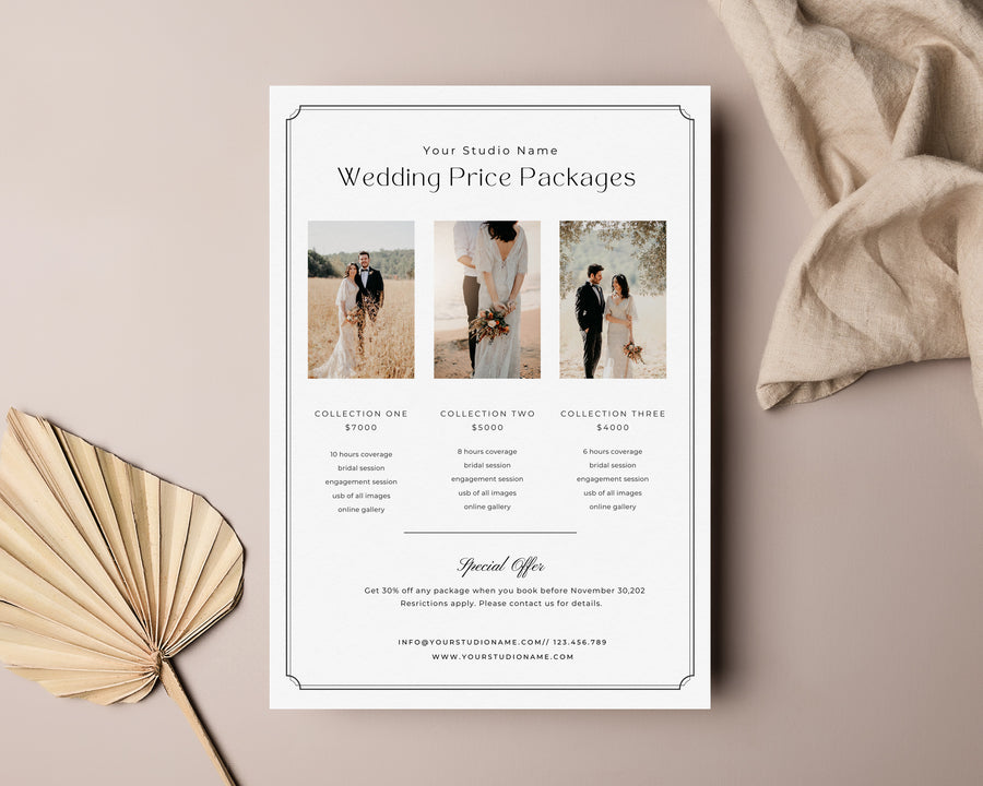 Wedding Photography Pricing Guide Template - PG088