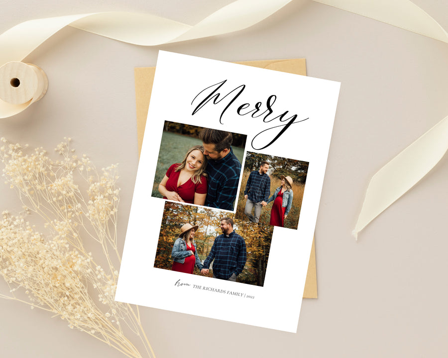 Christmas Card Template, Photoshop & Canva Template, Editable Holiday Card Template,Greeting Card, Christmas Photo Card, Merry Christmas - CD451