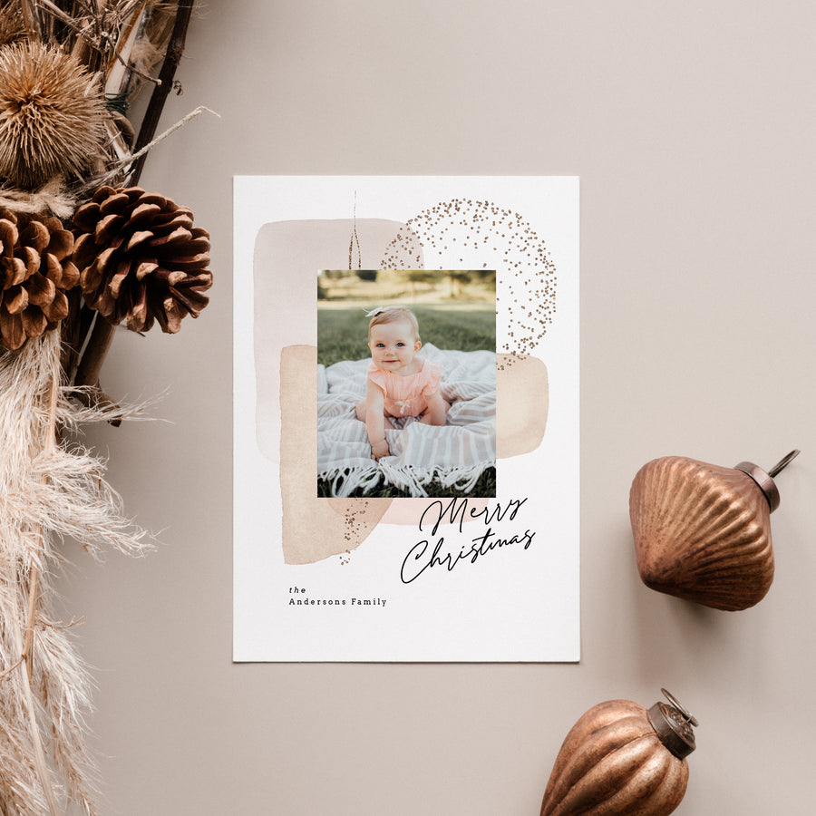 Canva & Photoshop Card Template, Holiday Card Template, Christmas Family Card, Christmas Photo Card, Canva Template - Foil Background - CD219