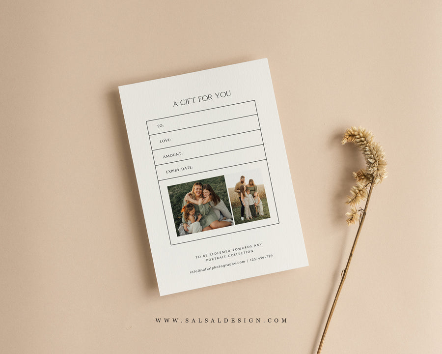 Studio Gift Certificate Card Template - GC097
