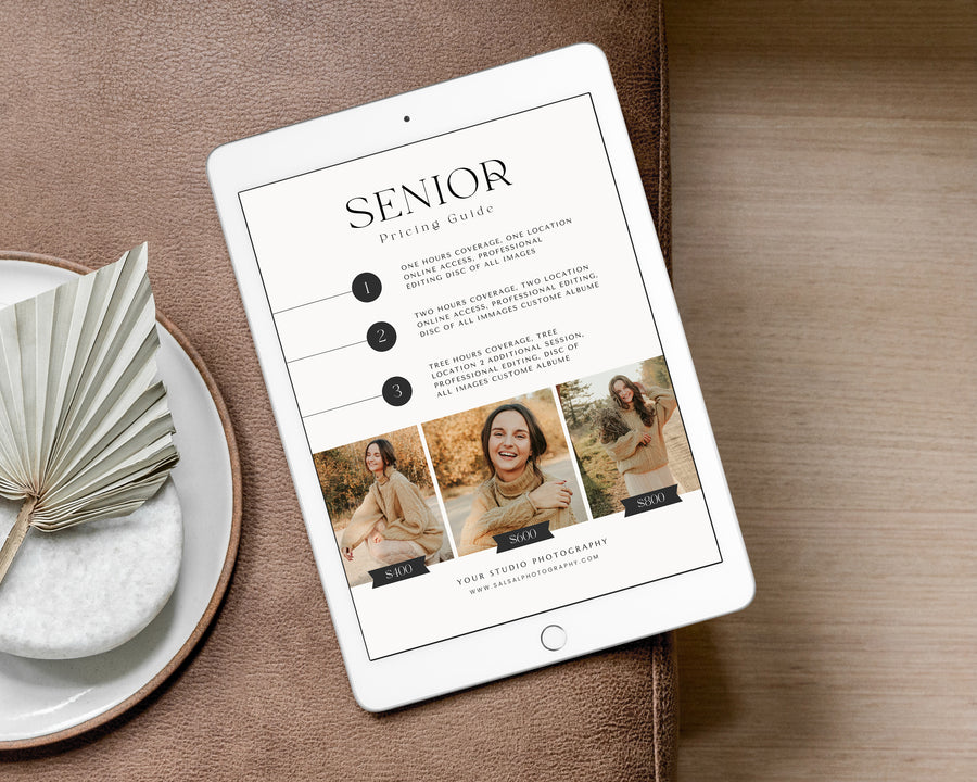 Senior Photography Pricing Guide Template - PG104