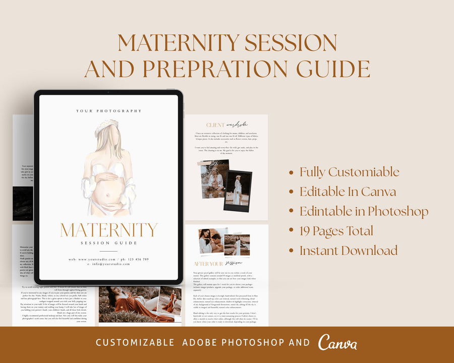 Maternity Session Style Guide Canva & Photoshop Template, Photography What to Wear, Maternity Session, Maternity Session Preparation - MG050