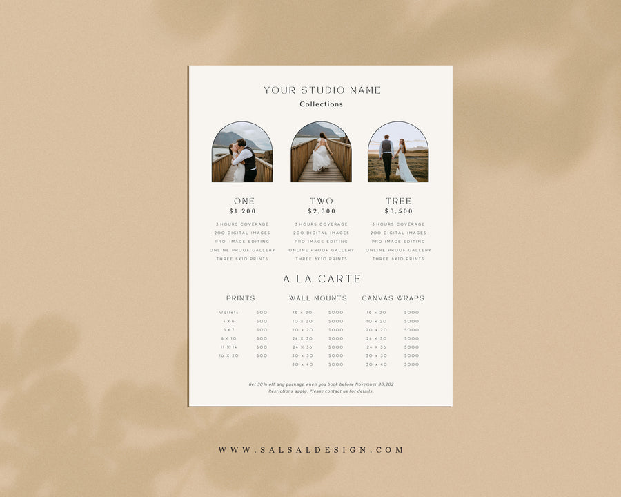 Photography Pricing Guide Template - PG085