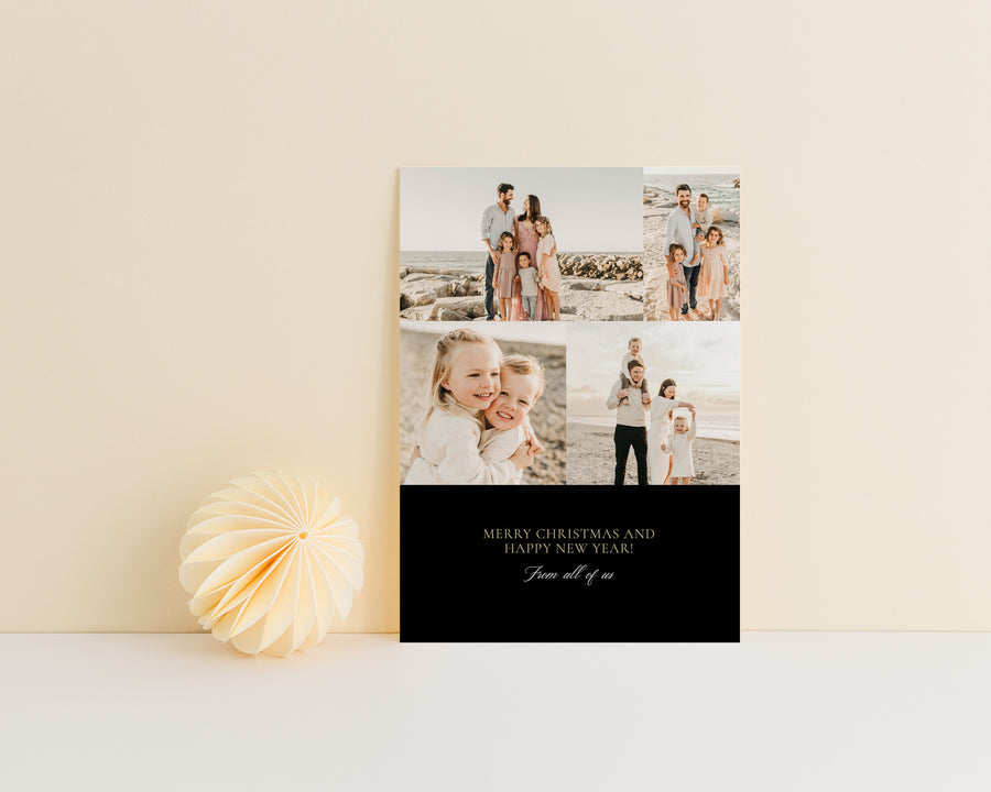 Golden Merry Christmas Card Template, Minimalist Holiday Card Template, Canva Template, 5x7 Postcard Template,Printable Photoshop Photo Card - CD477