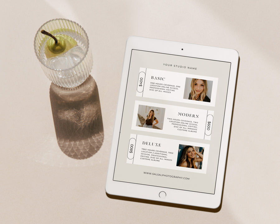Senior Photography Pricing Guide Template - PG114