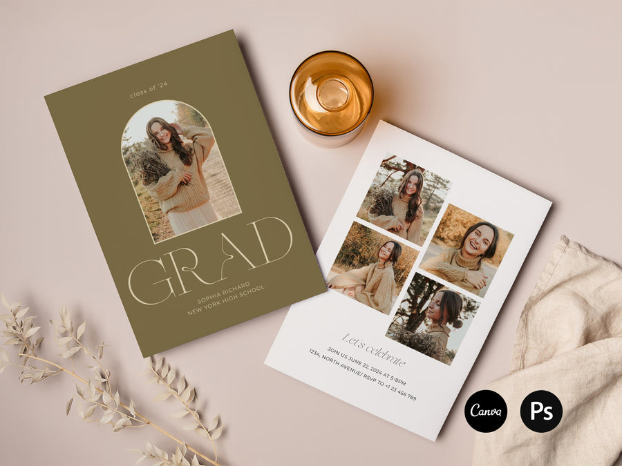 Graduation Announcement and Invitation Card Template - G455 Birdesign Graduation Announcement and Invitation Card Template - G455 Birdesign