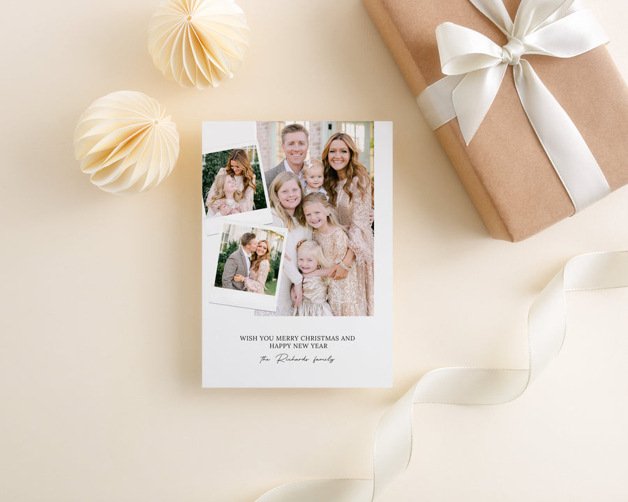 Merry Christmas Card Template, Printable Christmas Photo Card, Holiday Photo Card Template, Family Canva Template,Photoshop Holiday Card 5x7 - CD490
