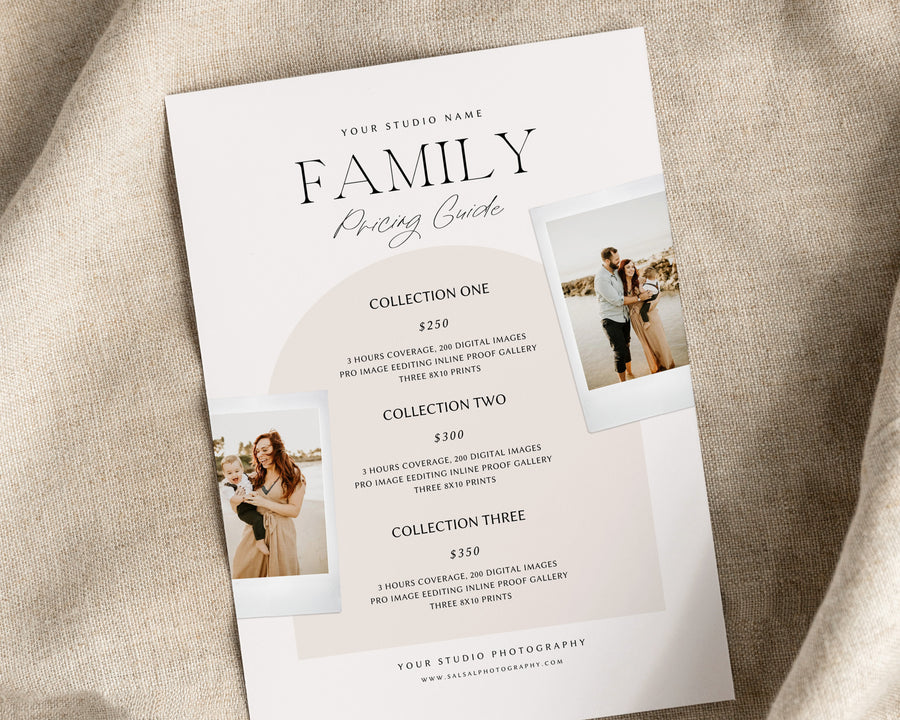 Family Photography Pricing Guide Template - PG103