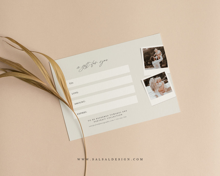 Studio Gift Certificate Card Template - GC096