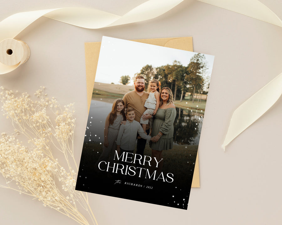 Christmas Card Template, Photoshop & Canva Template, Editable Holiday Card Template,Greeting Card, Christmas Photo Card, Merry Christmas - CD463