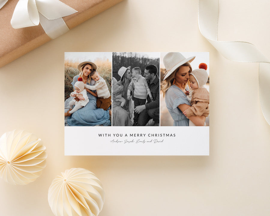 Black And White Merry Christmas 5x7 Template - CD488