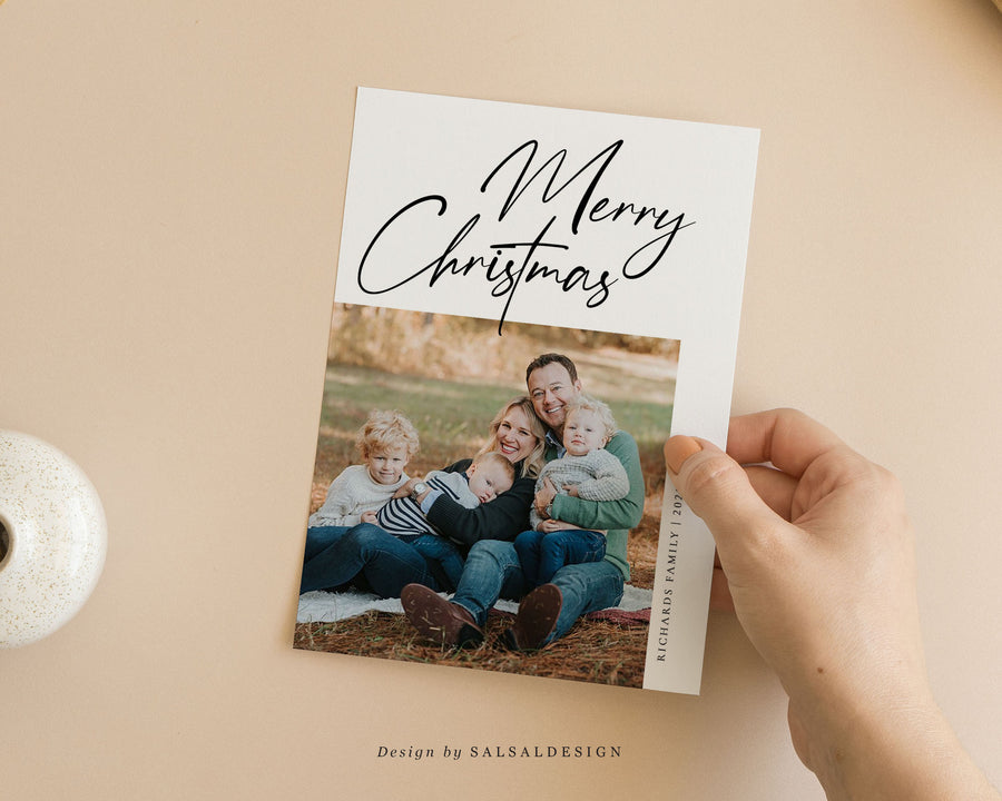 Editable Christmas Canva & Photoshop Card Template, Christmas Editable Card, Christmas Printable Card, Christmas Editable Photo Card - CD358