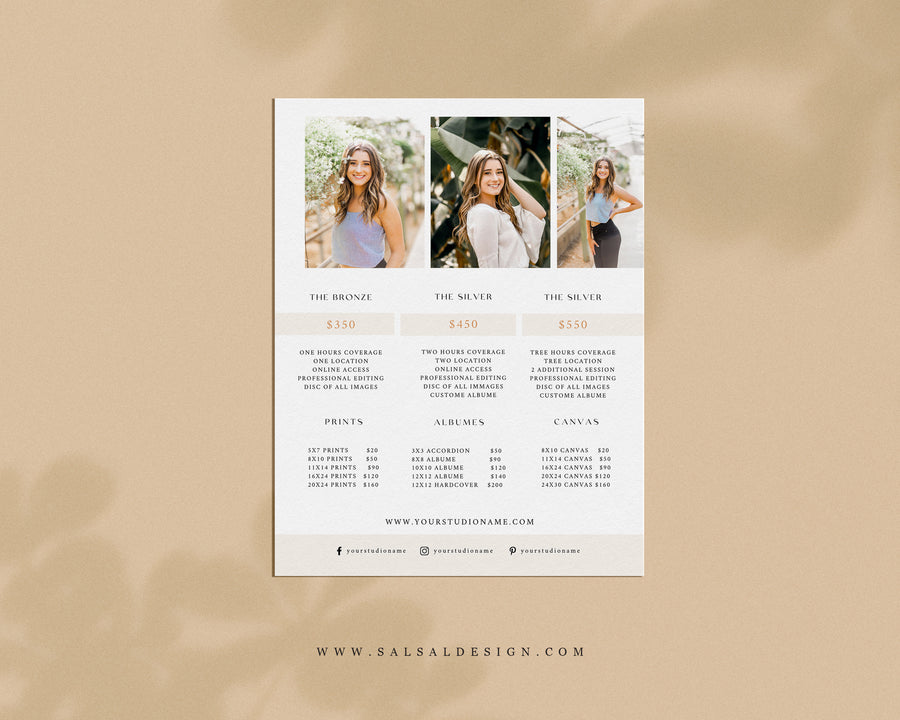 Senior Photography Pricing Guide Template - PG078