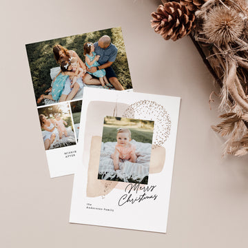 Canva & Photoshop Card Template, Holiday Card Template, Christmas Family Card, Christmas Photo Card, Canva Template - Foil Background - CD219