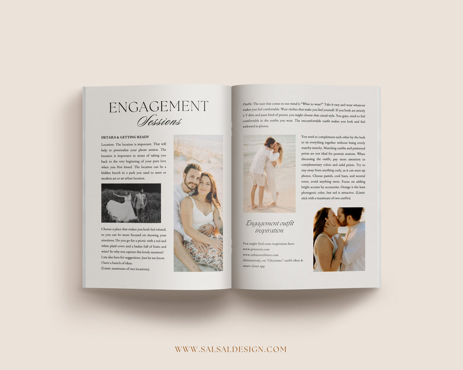 Canva Wedding Photography Welcome guide, Price list, Wedding Pricing Brochure, Photographer Client Guide, Wedding Magazine Photoshop Template - MG074