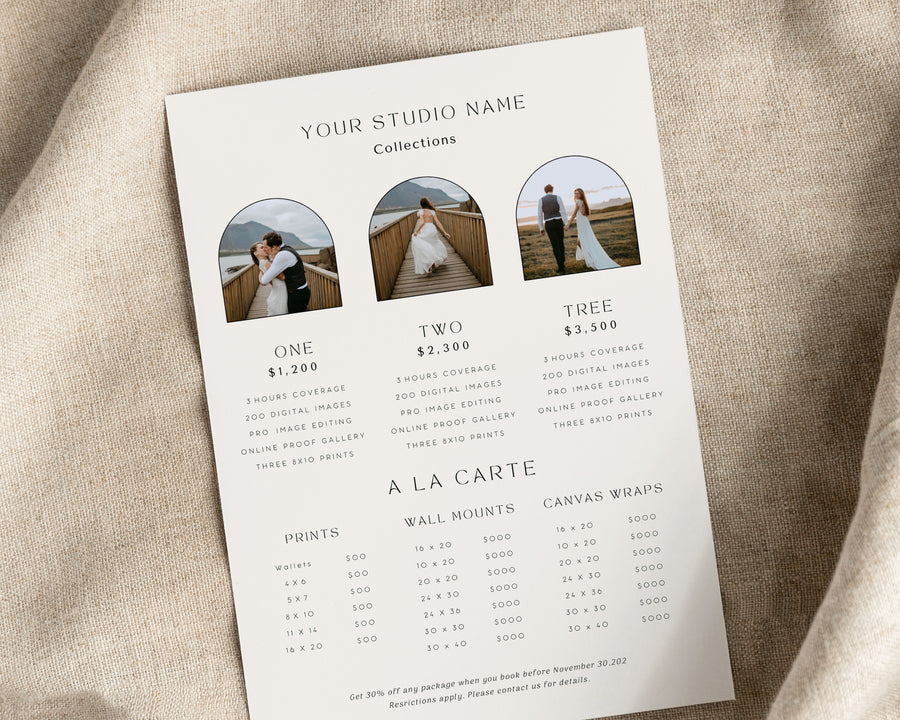 Photography Pricing Guide Template - PG081