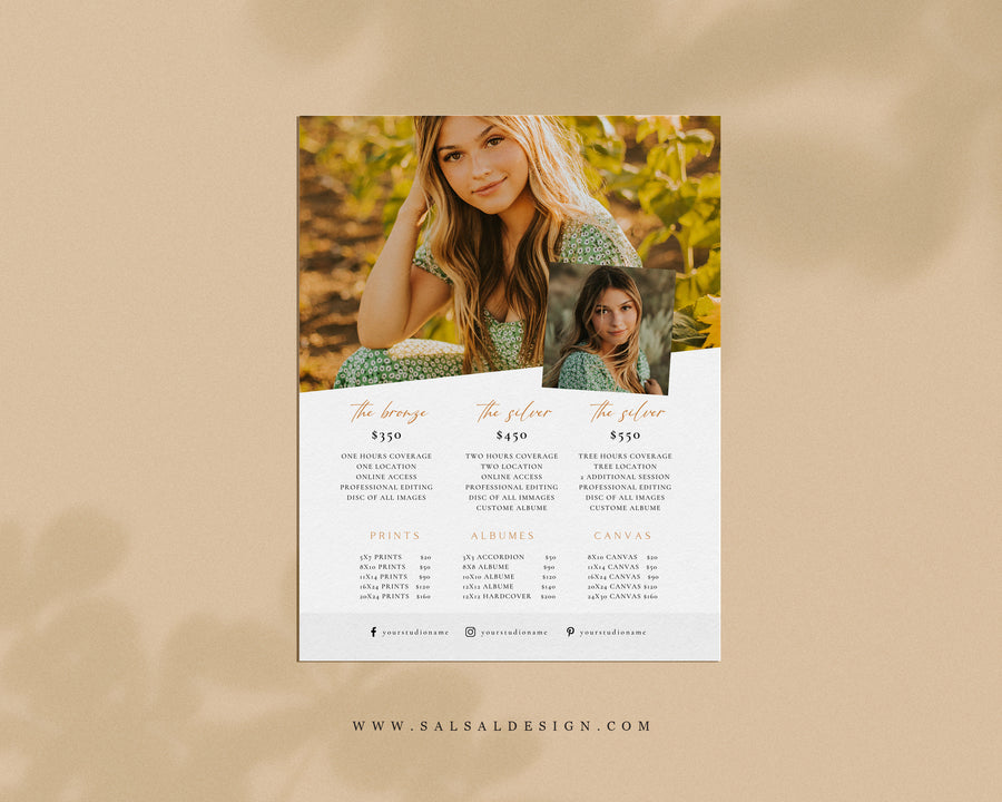 Senior Photography Pricing Guide Template - PG080