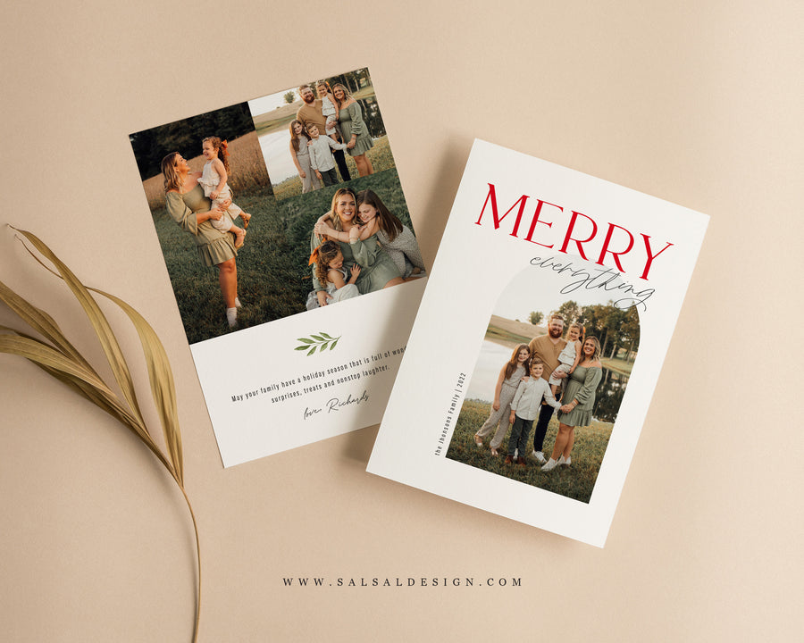 Editable Christmas Canva & Photoshop Card Template, Christmas Editable Card, Christmas Printable Card, Christmas Editable Photo Card - CD448