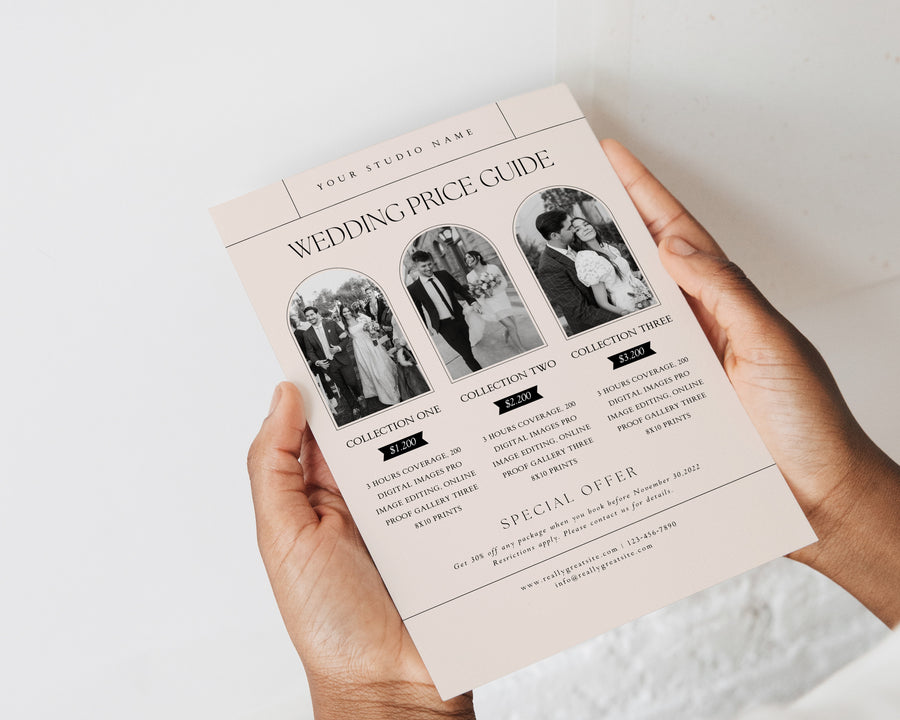 Wedding Photography Pricing Guide Template - PG112