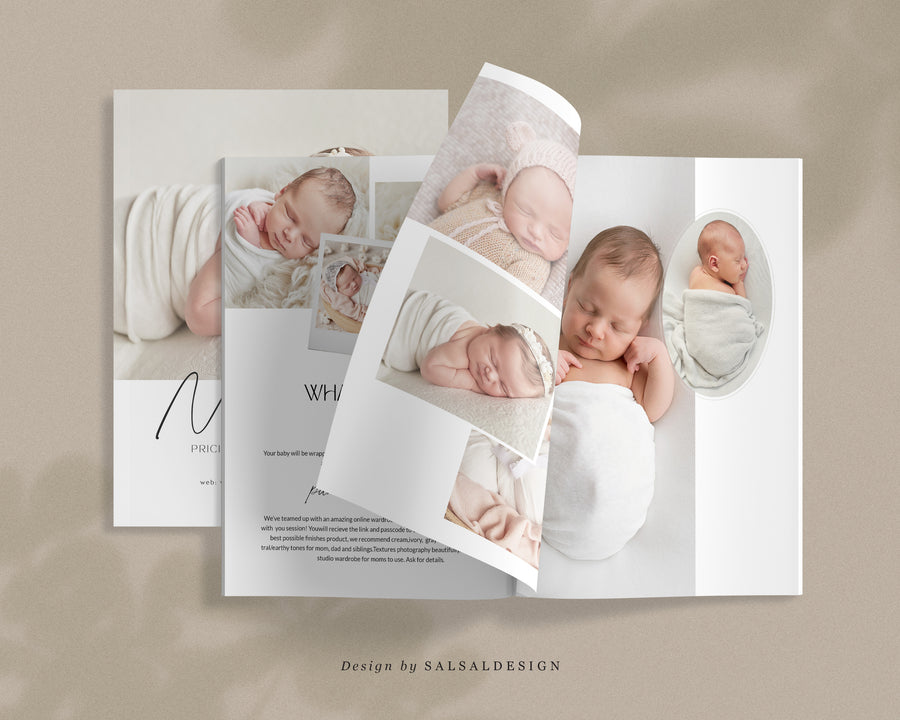 CANVA Newborn Photography style Guide magazine Template, Pre-written Newborn Welcome Guide Template, PSD Photoshop price list CANVA template - MG039
