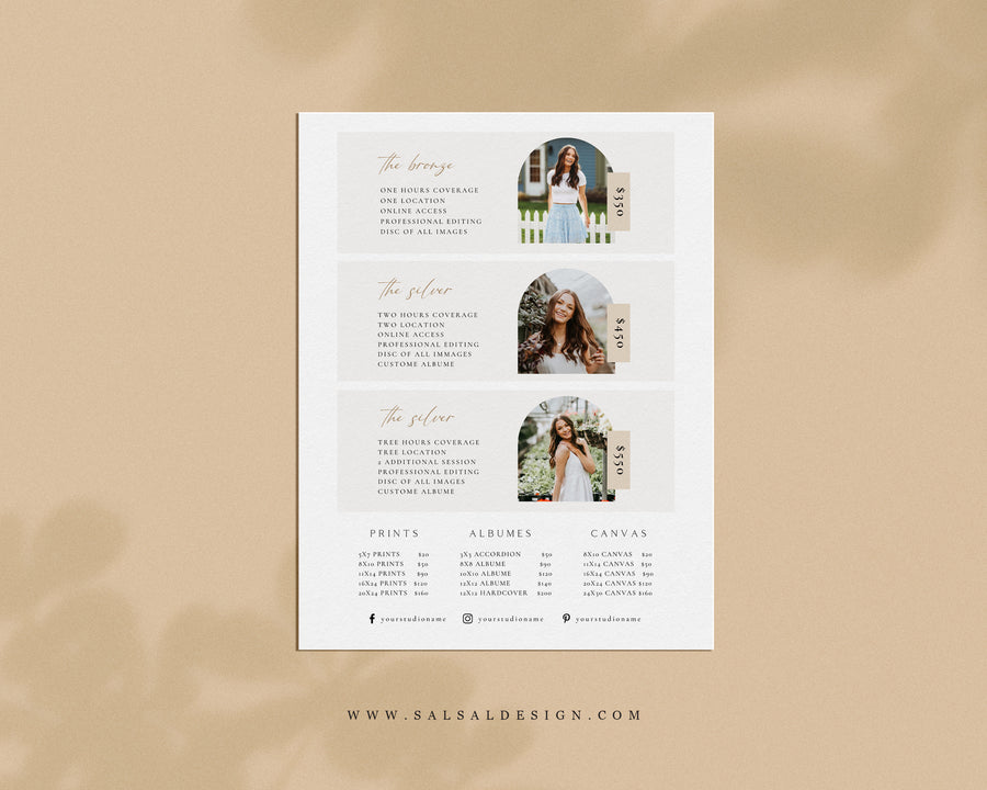 Senior Photography Pricing Guide Template - PG079