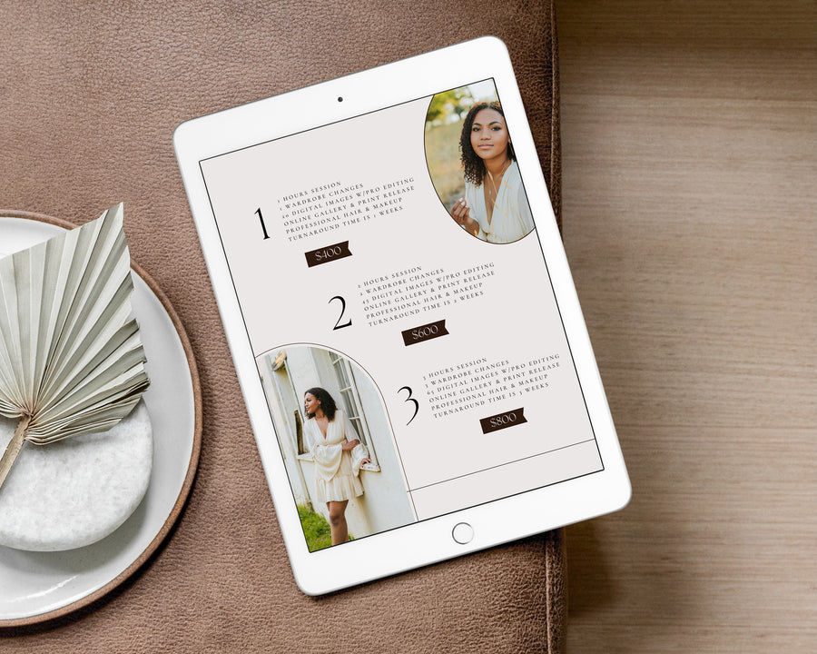 Senior Photography Pricing Guide Template - PG098