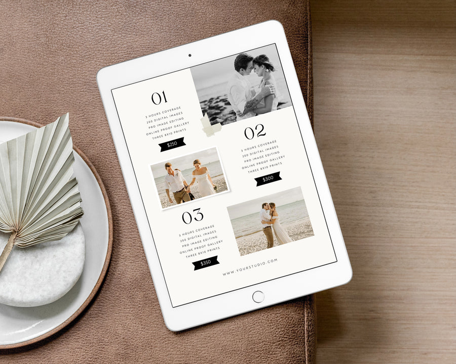 Wedding Photography Pricing Guide Template - PG101