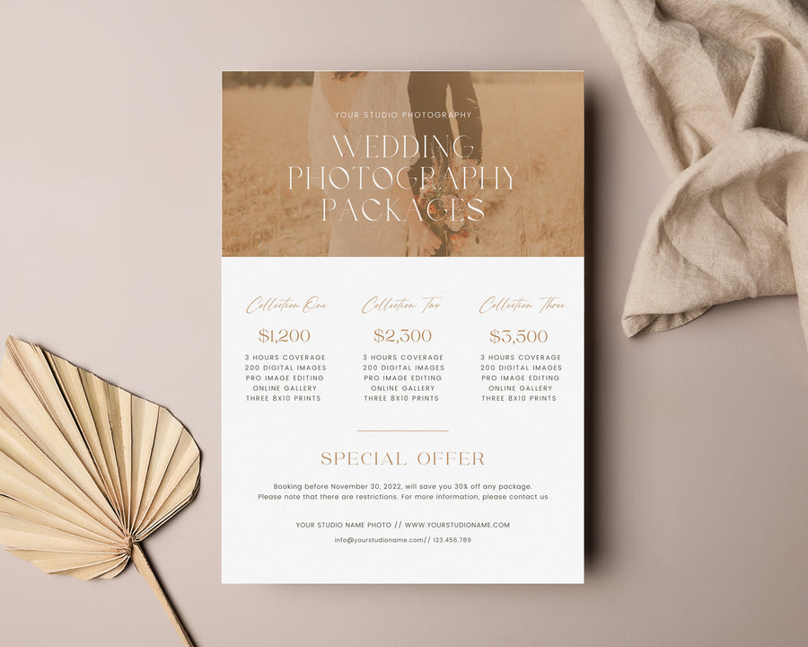 Wedding Photography Pricing Guide Template - PG096