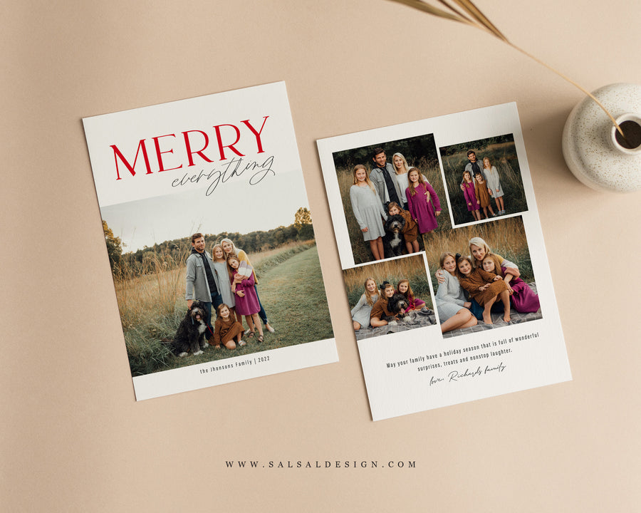 Christmas Card Template, Photoshop & Canva Template, Editable Holiday Card Template,Greeting Card, Christmas Photo Card, Merry Christmas - CD449