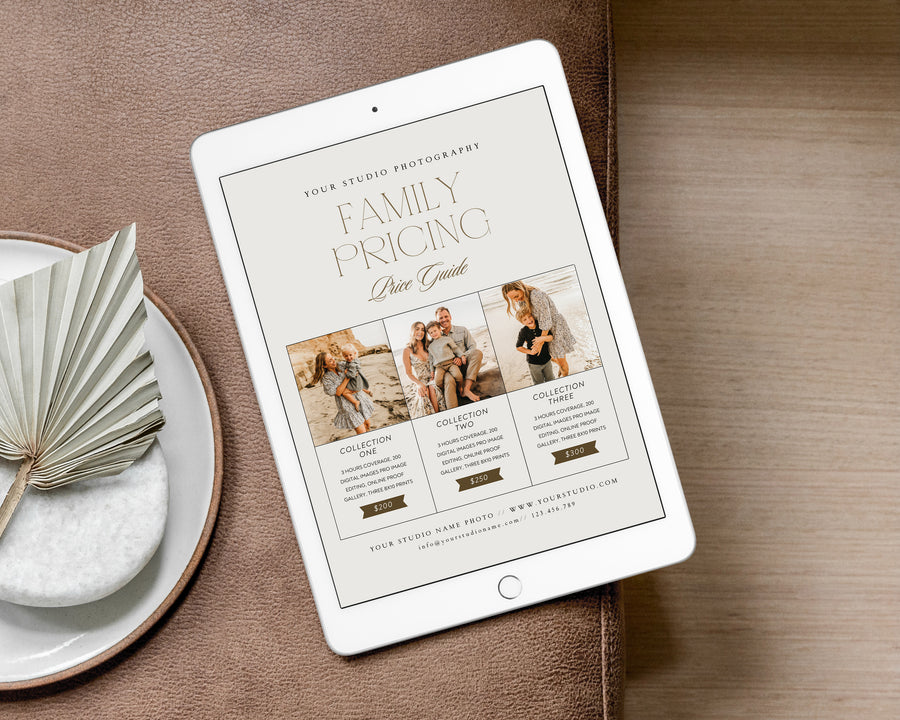 Family Photography Pricing Guide Template - PG109
