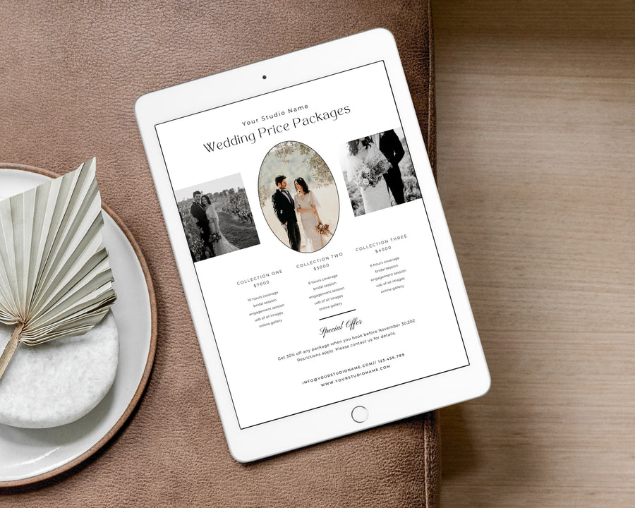 Wedding Photography Pricing Guide Template - PG087