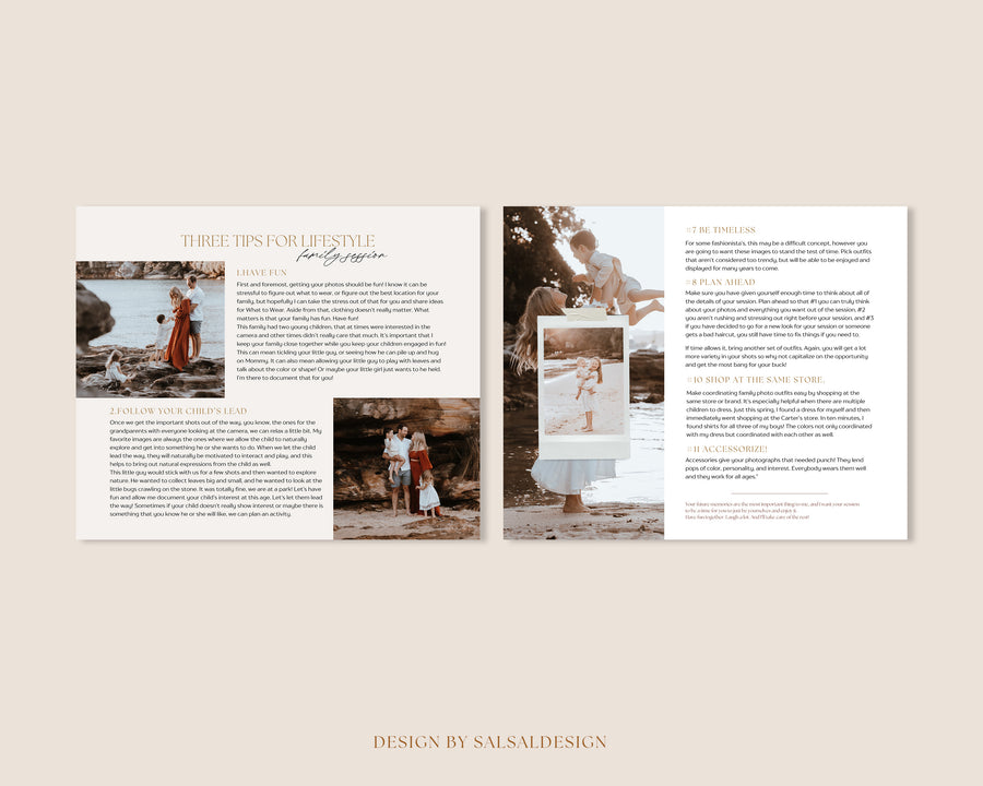 CANVA Family Photography style Guide magazine Template, Pre-written Family Session Welcome Guide Template, Photoshop price list CANVA template - MG045