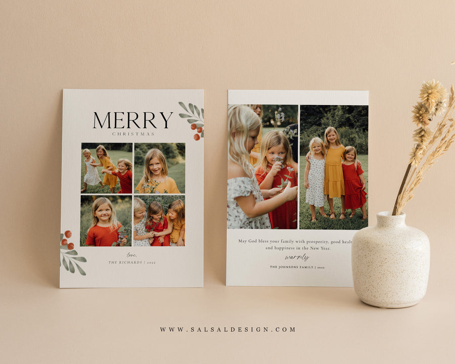 Christmas Card Template, Photoshop & Canva Template, Editable Holiday Card Template,Greeting Card, Christmas Photo Card, Merry Christmas - CD452
