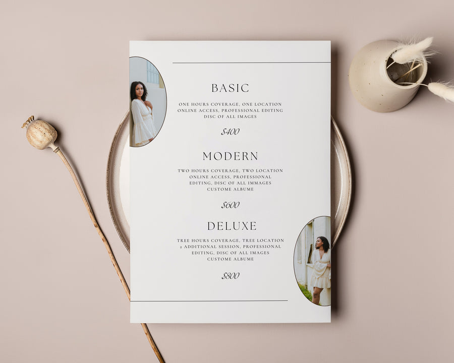 Senior Photography Pricing Guide Template - PG100