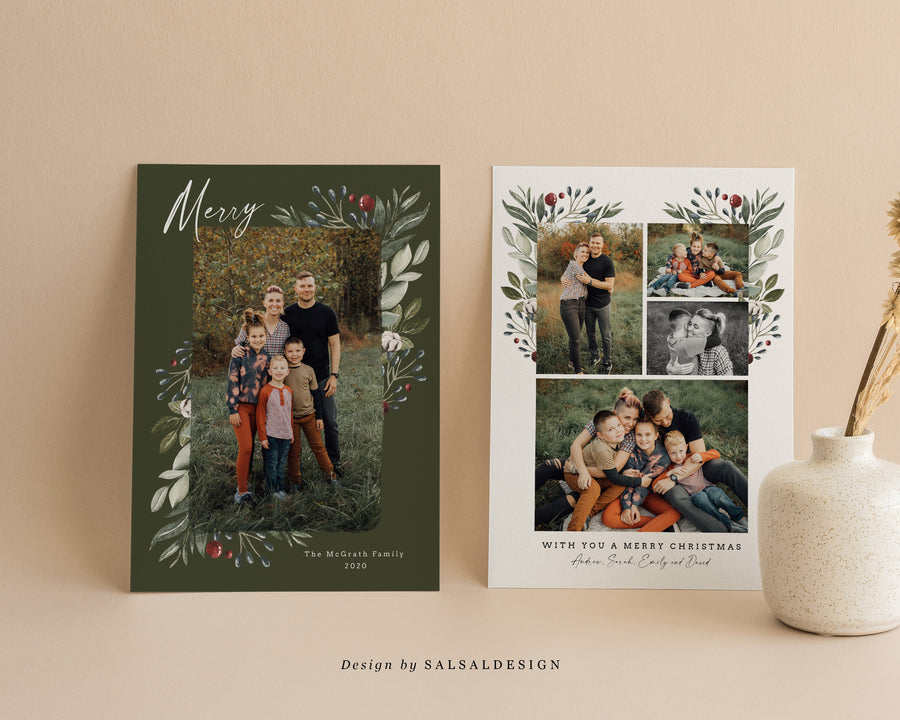 Editable Christmas Canva & Photoshop Card Template, Christmas Editable Card, Christmas Printable Card, Christmas Editable Photo Card - CD388