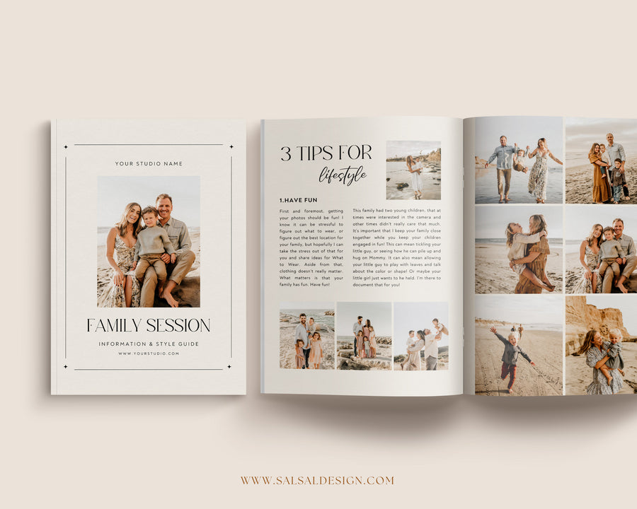 Family Welcome Guide Template, Family Photographer Session Style guide, Canva Photoshop Magazine Template, Client Checklist, Marketing Brochure - MG073