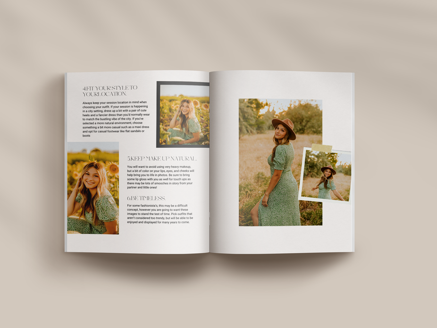 CANVA Senior Photography style Guide magazine Template, Graduation Photography Welcome Guide Template, Photoshop price list CANVA template - MG055
