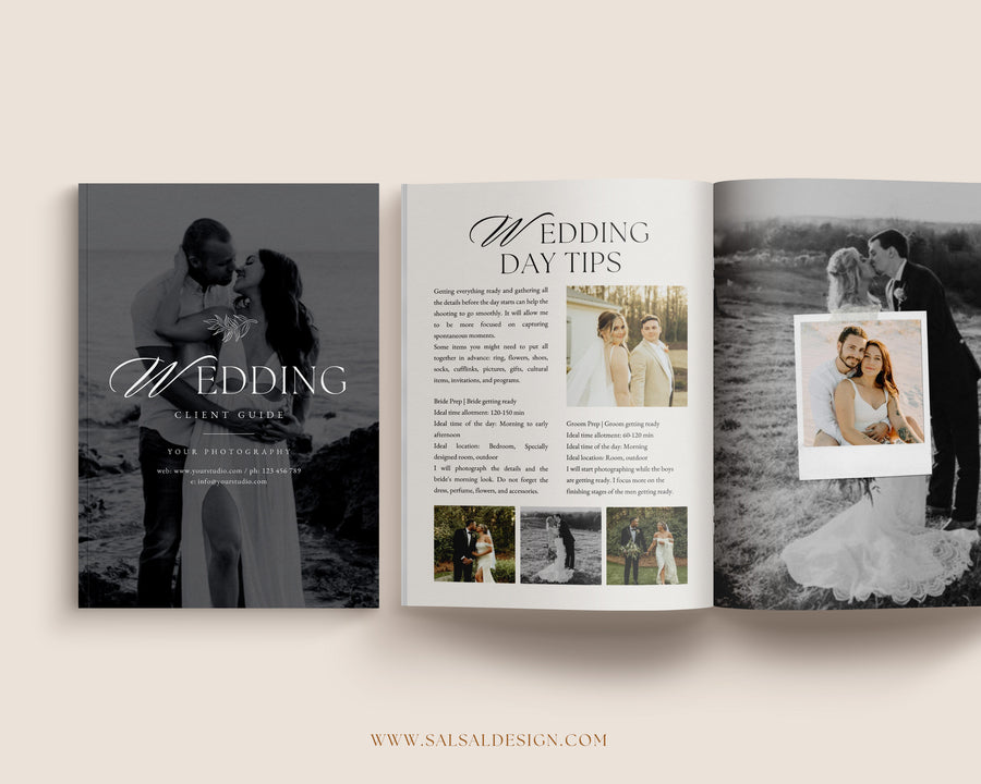 Canva Wedding Photography Welcome guide, Price list, Wedding Pricing Brochure, Photographer Client Guide, Wedding Magazine Photoshop Template - MG074