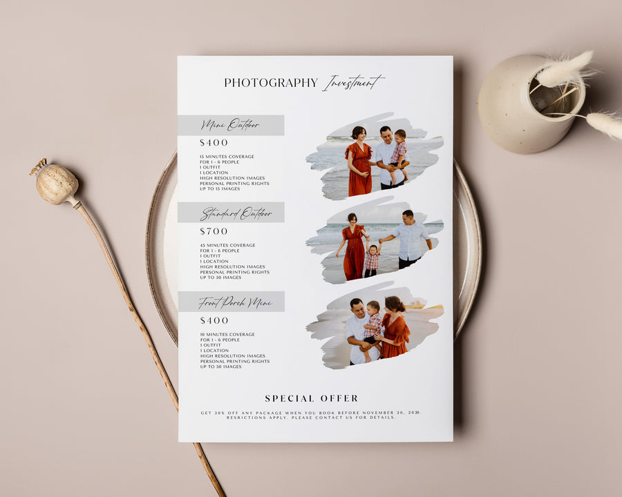 Family Photography Pricing Guide Template - PG073
