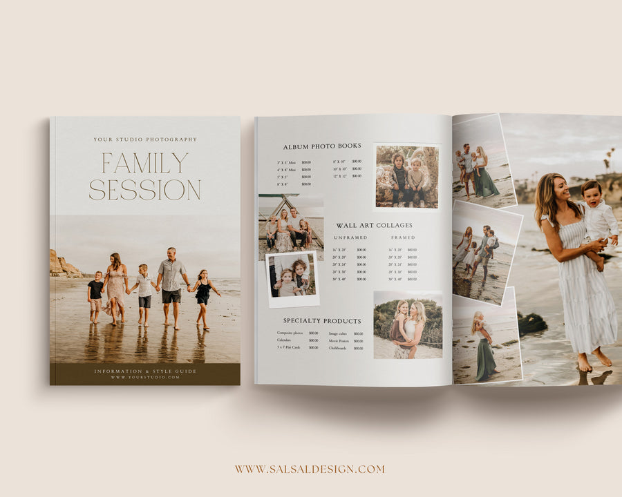 CANVA Family Photography style Guide magazine Template, Pre-written Family Session Welcome Guide Template, Photoshop price list CANVA template - MG071