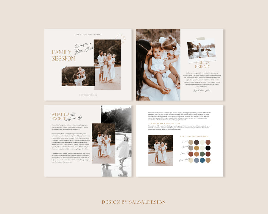CANVA Family Photography style Guide magazine Template, Pre-written Family Session Welcome Guide Template, Photoshop price list CANVA template - MG045