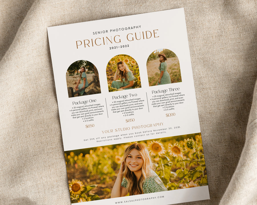 Senior Photography Pricing Guide Template - PG071